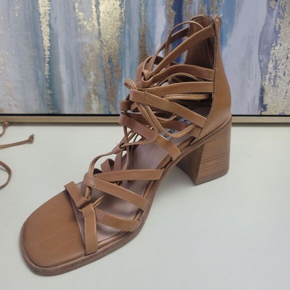 Tan Gladiator Sandals with High Straps - Picture 9 of 10